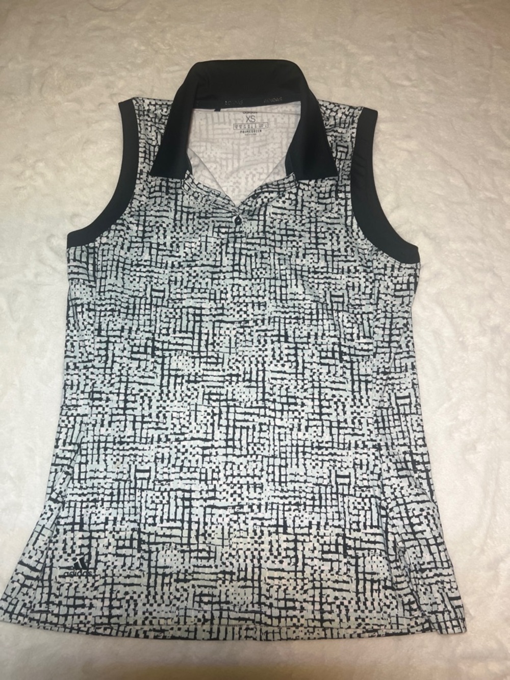 adidas Sleeveless Athletic Polo Top with Pattern